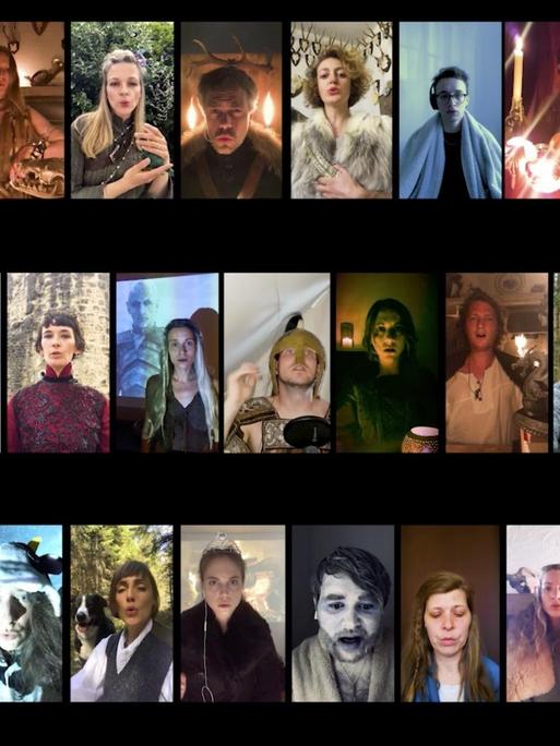 Screenshot der vielen Einzelbilder der Chormitglieder.