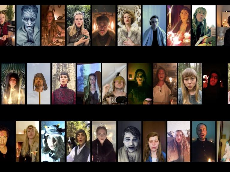 Screenshot der vielen Einzelbilder der Chormitglieder.