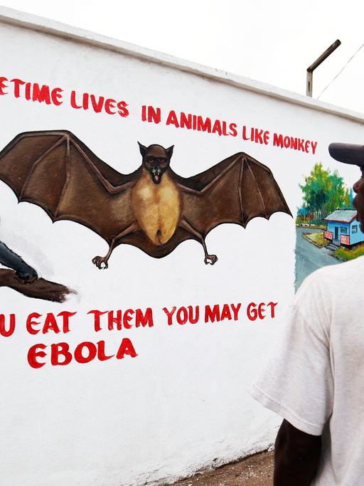 Wandmalerei warnt in Liberia vor Ebola.