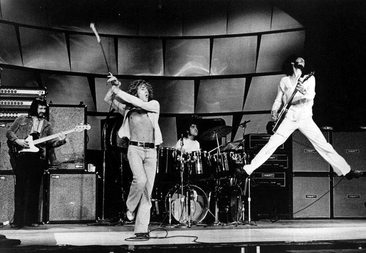 The Who bei der Probe in England für die Quadrophenia Tour, 1973