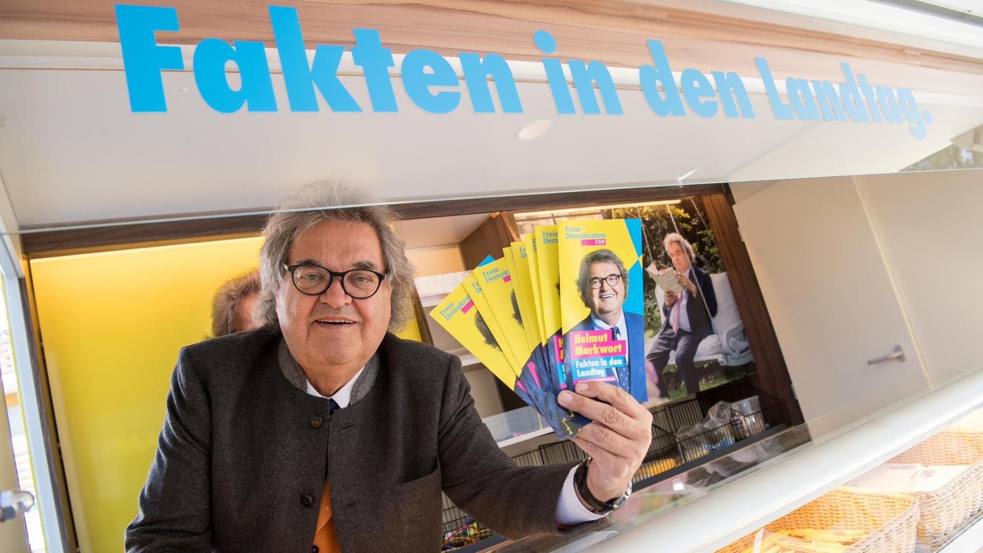 "Focus"-Gründer Helmut Markwort während seines Wahlkampfs für die FDP 2018.