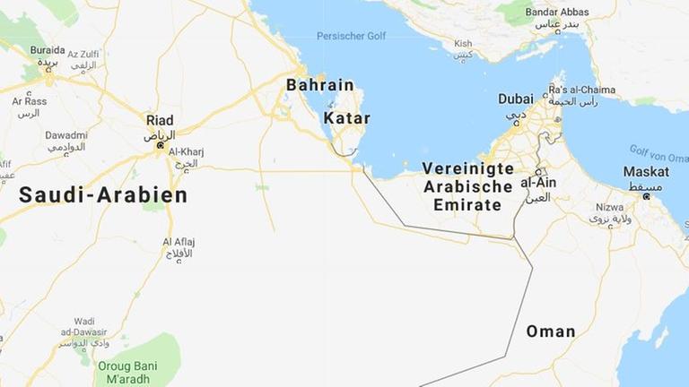 Der Kartenausschnitt zeigt Teile Saudi-Arabiens sowie mehrere kleinere Staaten am Persischen Golf. Der Kartenausschnitt zeigt Teile Saudi-Arabiens sowie mehrere kleinere Staaten am Persischen Golf.