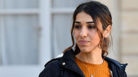 Die irakische Menschenrechtsaktivistin Nadia Murad bei einem Besuch im Elysée-Palast in Paris im Oktober 2018