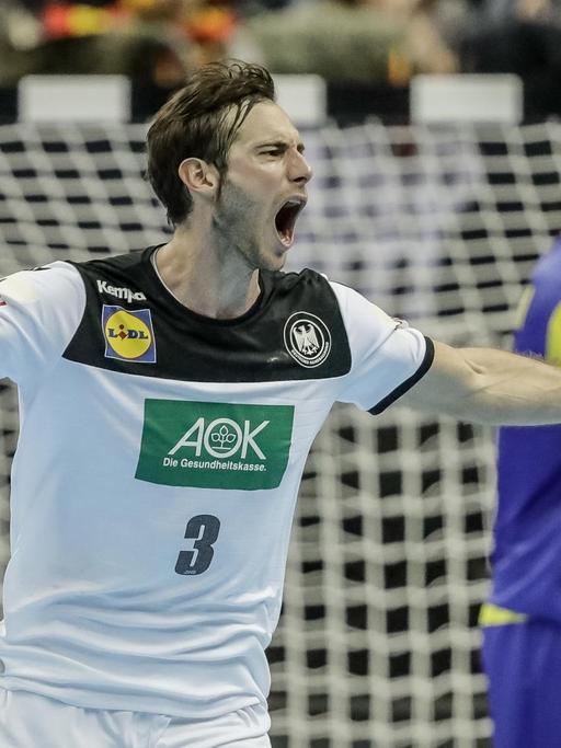 Handball-WM 2019: Uwe Gensheimer jubelt nach dem Tor.