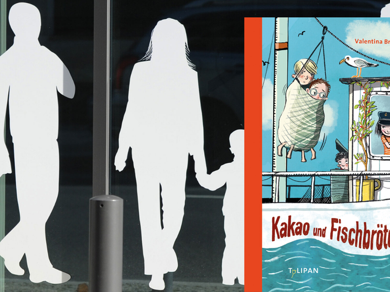 Valentina Brünings Buch "Kakao und Fischbrötchen" und eine Patchworkfamilie im Hintergrund