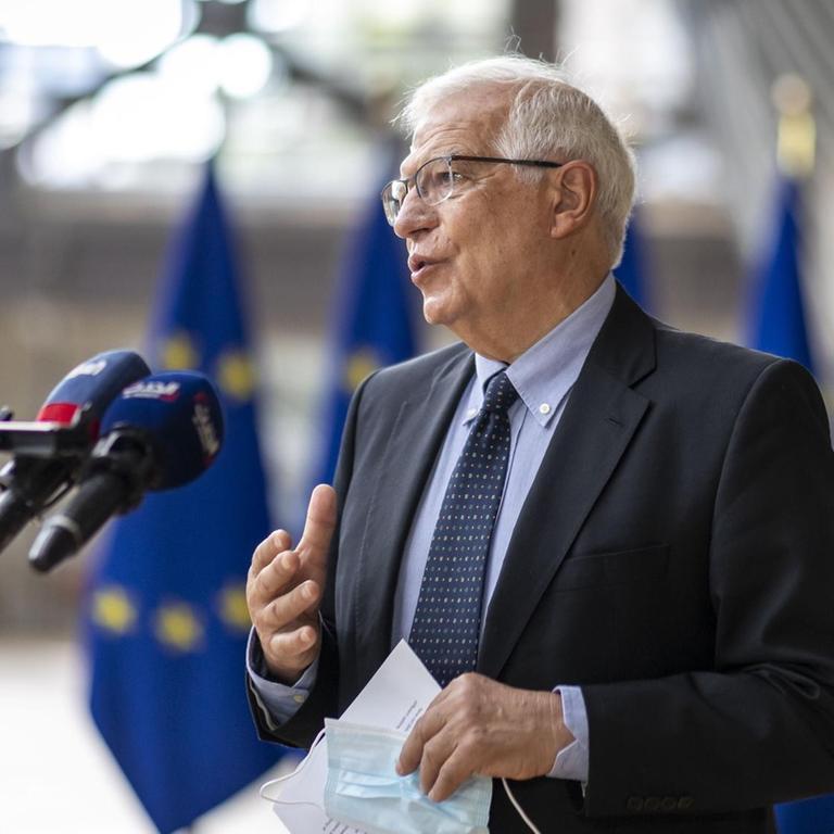 Josep Borrell, Hoher Vertreter der Europäischen Union für Außen- und Sicherheitspolitik, beim EU-Außenrat in Brüssel