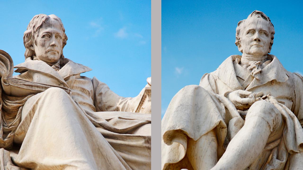 Denkmäler: Alexander (r.) und sein Bruder Wilhelm von Humboldt vor der Humboldt-Universität in Berlin.