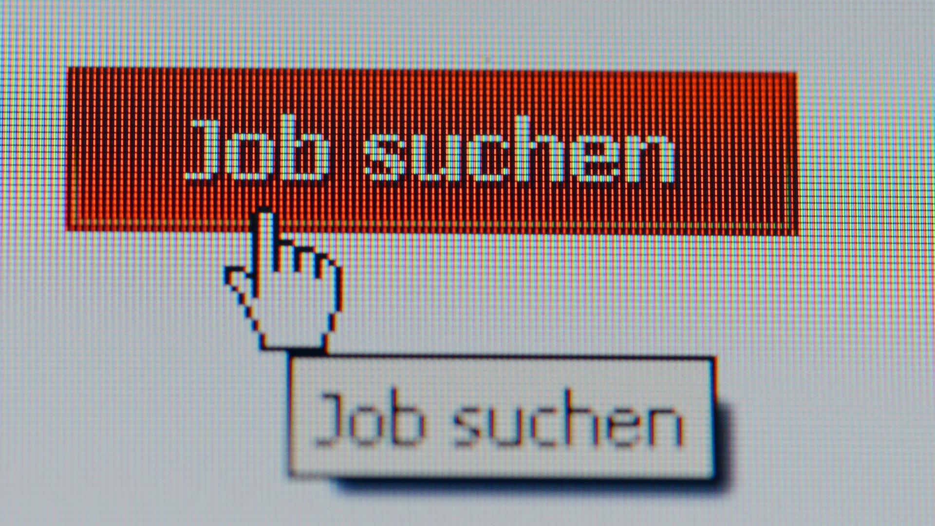 Bildschirm mit der Aufschrift "Job suche" - Wer länger arbeitslos ist, tut sich oft schwer, ins Erwerbsleben zurückzufinden und braucht Hilfe dabei.