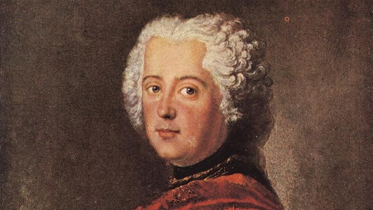 Porträt Friedrich II. von Preußen als Kronprinz mit 27 Jahren auf einem Gemälde von Antoine Pesne aus dem Jahr 1739