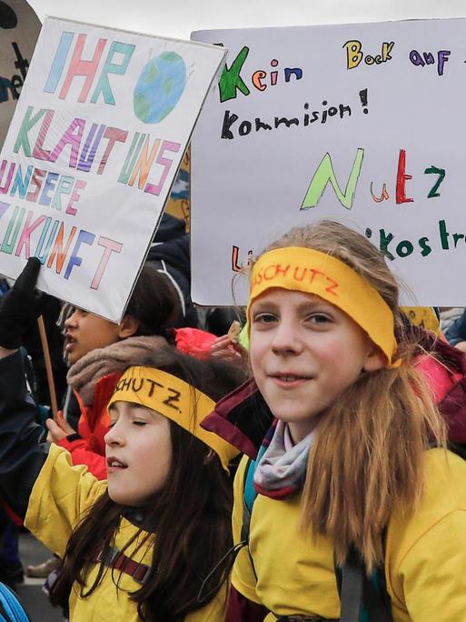 Schüler und Schülerinnen beteiligen sich an der "Fridays for Future"in Berlin.