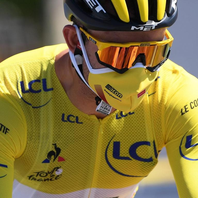 Der Norweger Alexander Kristoff bei der zweiten Etappe der Tour de France 2020 am 30.08.2020 im Gelben Trikot des Führenden. Die Etappe führt über 186 km mit Start und Ziel Nizza.

