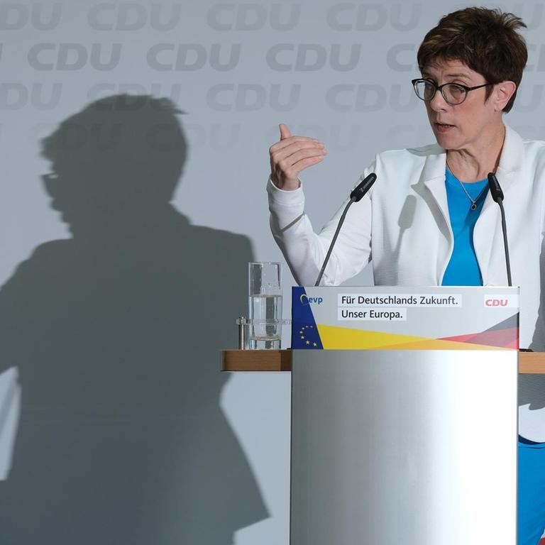 Die CDU-Vorsitzende Annegret Kram-Karrenbauer bei einer Pressekonferenz in Berlin nach den Europawahlen 2019