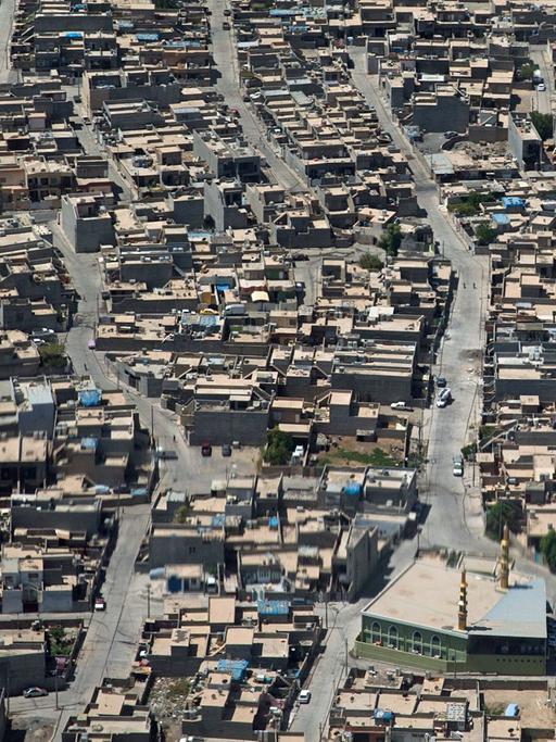 Eine Luftaufnahme der Stadt Arbil, auch Erbil genannt, im Nordosten des Irak. Hier sitzt die Regierung der Autonomen Region Kurdistan.