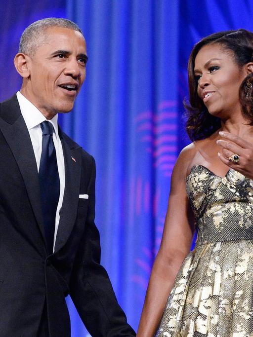 Das Bild zeigt den ehemaligen US-Präsidenten Barack Obama und seine Frau Michelle am 17.09.2016 bei einer Veranstaltung in Washington, DC, USA.