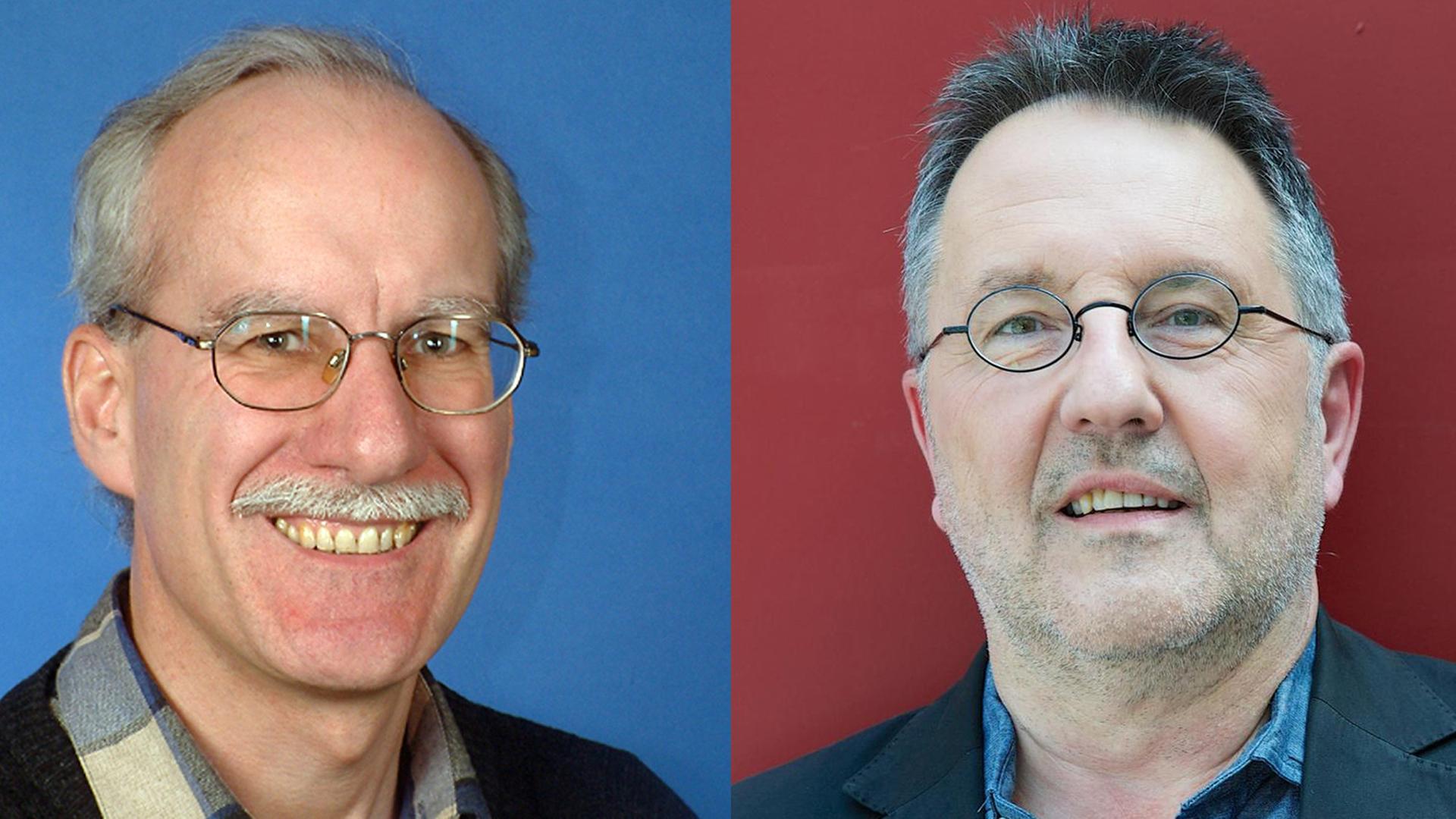 Hans-Georg Ehrhart (li.) und Rainer Moritz debattieren in der Streitkultur