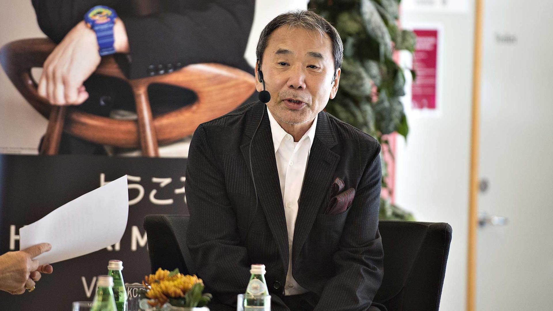 Der japanische Schriftsteller Haruki Murakami bei einer Lesung in Odense, Dänemark, wo er mit dem Hans-Christian-Anderesen-Literatur-Award 2016 ausgezeichnet wurde.