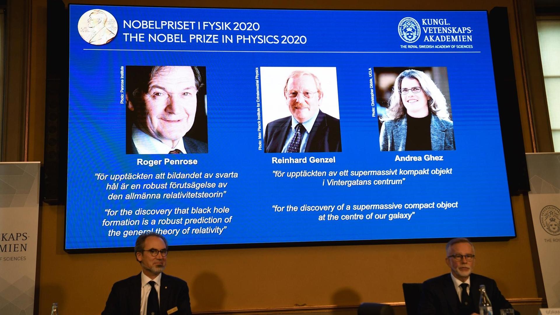 Presskonferenz zur Bekanntgabe der Preisträger für den Physik-Nobelpreis 2020 in Stockholm