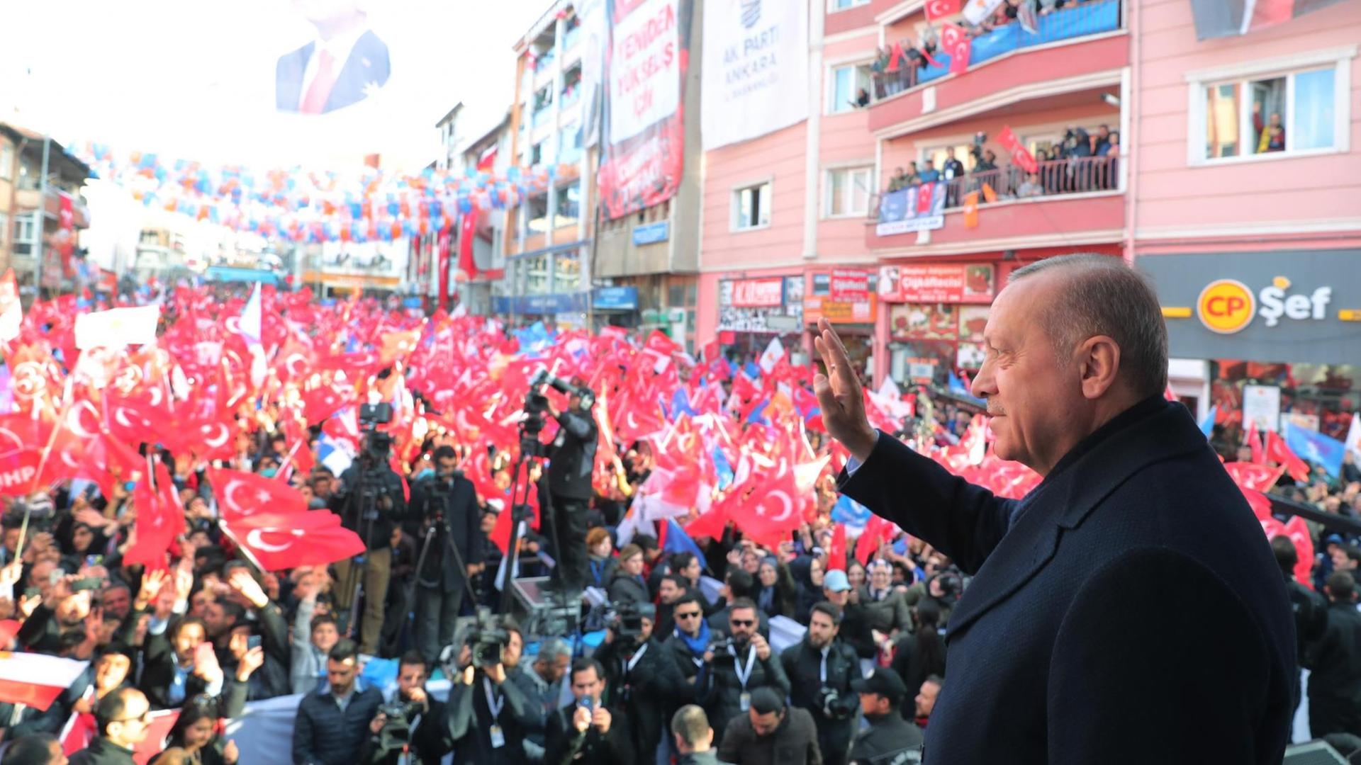 Der türkische Präsident Recep Tayyip Erdogan während einer Wahlkampfveranstaltung in Ankara.