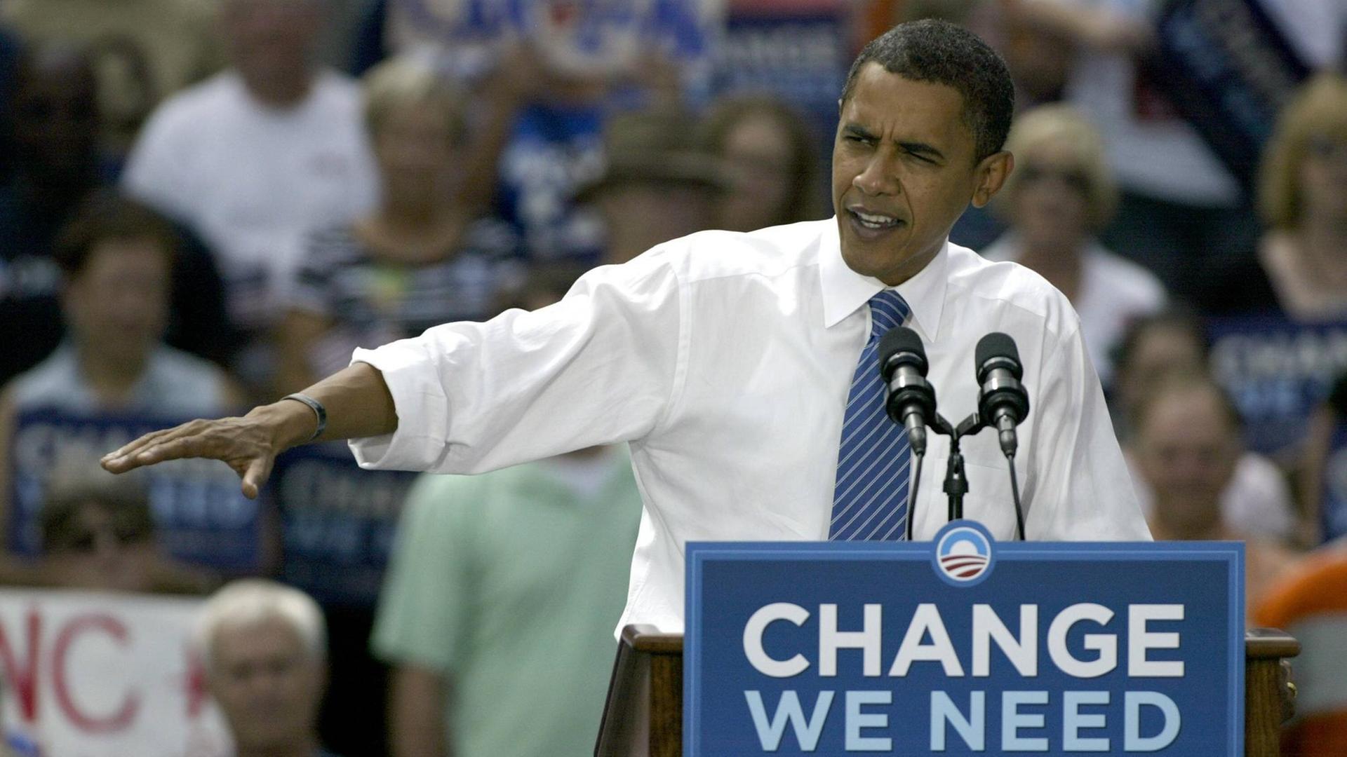 Barack Obama als Präsidentschaftskandidat auf einer Veranstaltung 2008 in Charlotte.