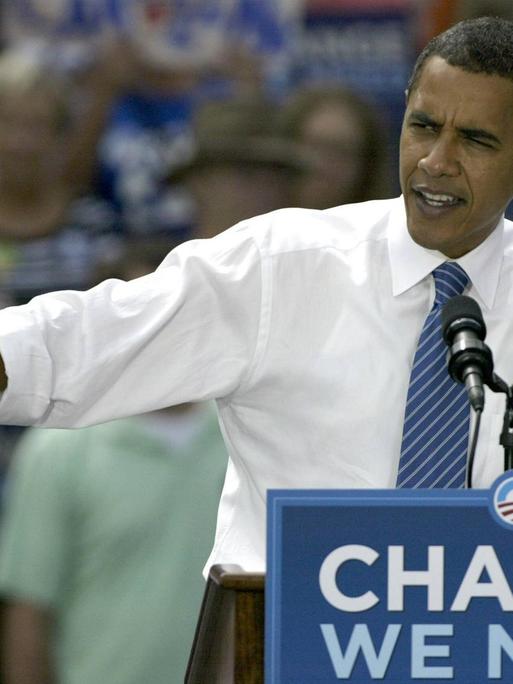 Barack Obama als Präsidentschaftskandidat auf einer Veranstaltung 2008 in Charlotte.