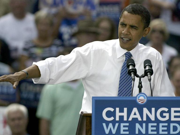 Barack Obama als Präsidentschaftskandidat auf einer Veranstaltung 2008 in Charlotte.