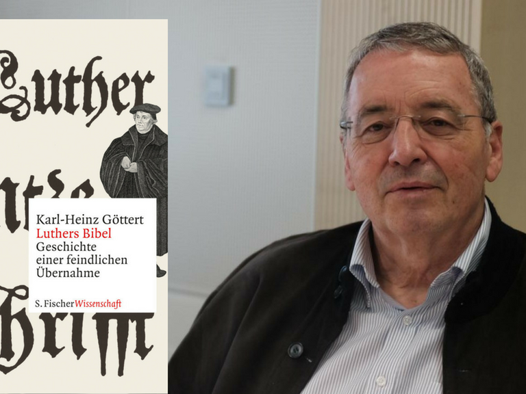 Montage: "Buchcover Luthers Bibel. Geschichte einer feindlichen Übernahme" und der Autor Karl-Heinz Göttert 