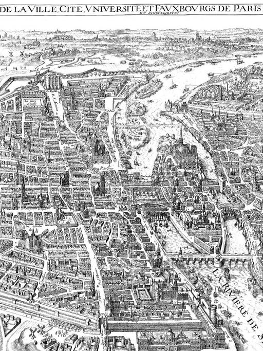 Historisches Stadtbild aus dem 18. Jahrhundert von Paris, Frankreich