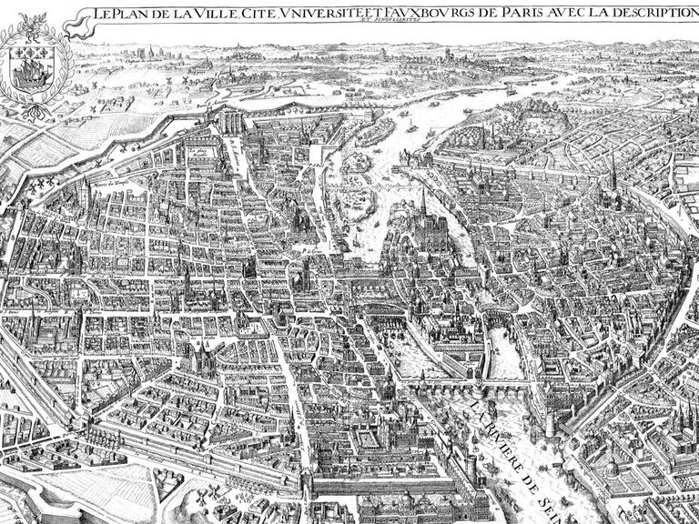 Historisches Stadtbild aus dem 18. Jahrhundert von Paris, Frankreich