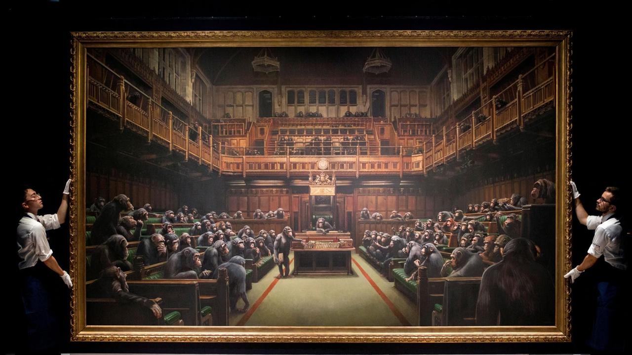 Das Banksy-Gemälde "Devolved Parliament"