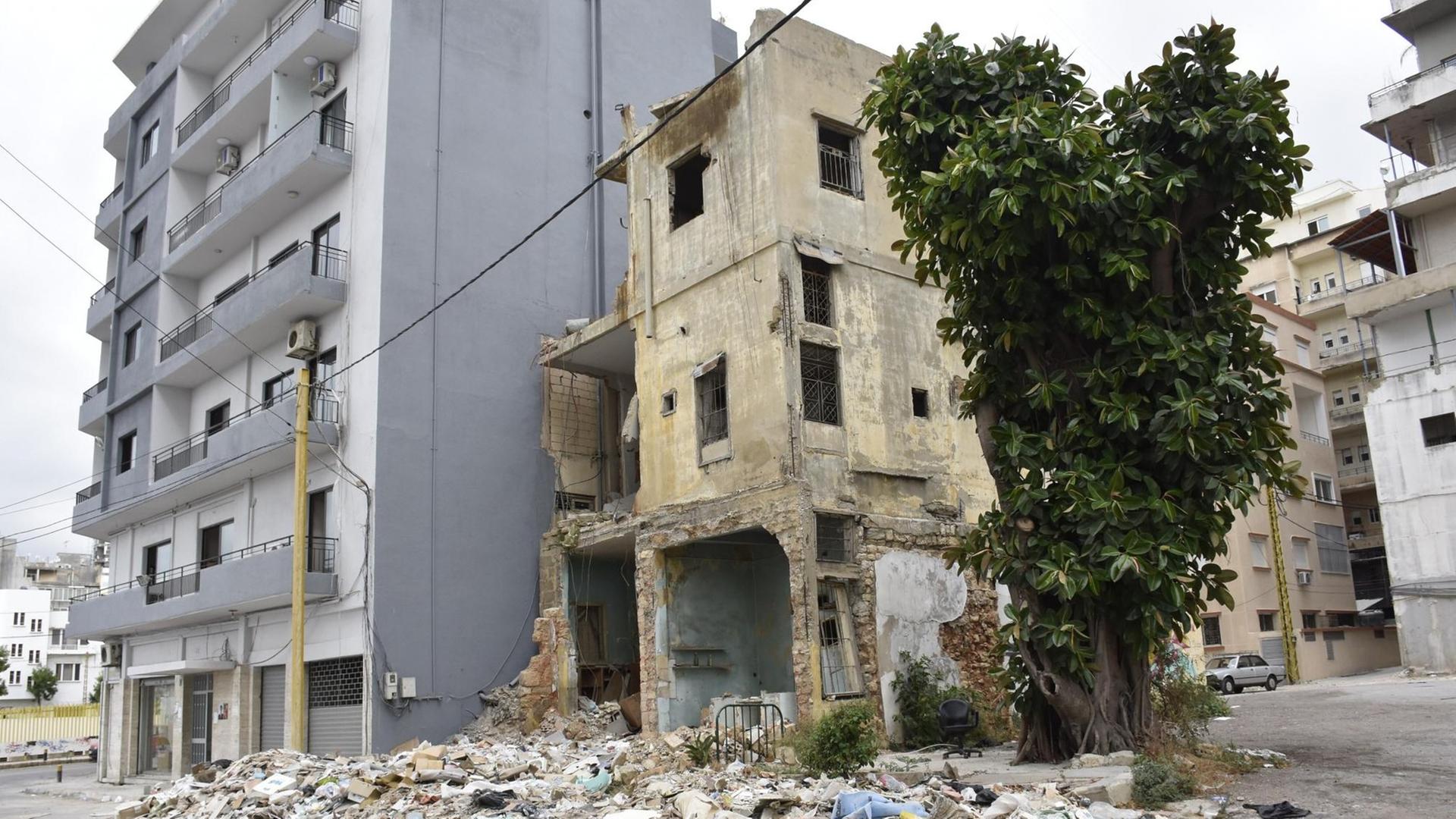 Blick in den Stadtteil Gemmayzeh in Beirut: Zerstörte Häuser