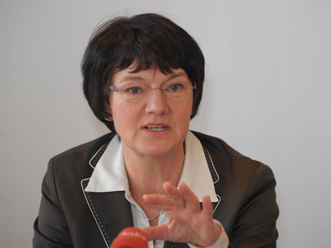 Die Vorsitzende des Technologie-Kreises Adlershof e.V., Christine Wedler, aufgenommen während der Bilanz-Pressekonferenz der Gesellschaft desTechnologieparks