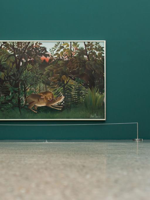 Henri Rousseaus Werk "Der hungrige Löwe wirft sich auf die Antilope" in der Ausstellung "Der Schatten der Avantgarde. Rousseau und die vergessenen Meister" im Folkwang Museum in Essen