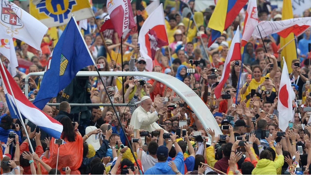 Papst Franziskus auf dem Weltjugendtag 2016 in Krakau, Polen