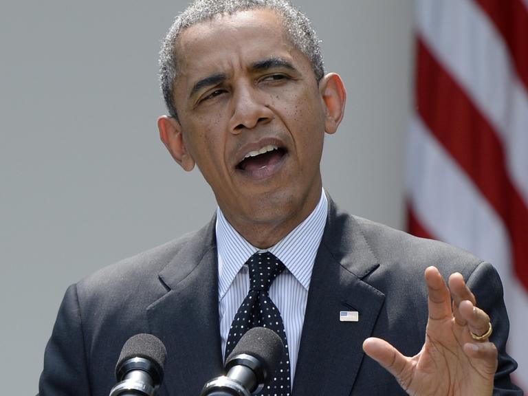 US-Präsident Obama bei einer Rede im Rosengarten in Washington