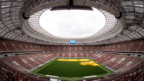 Der Innenraum des Olympiastadion Luschniki in Moskau. Die Stadt ist einer der Spielorte für die FIFA Fußball-Weltmeisterschaft 2018 in Russland.