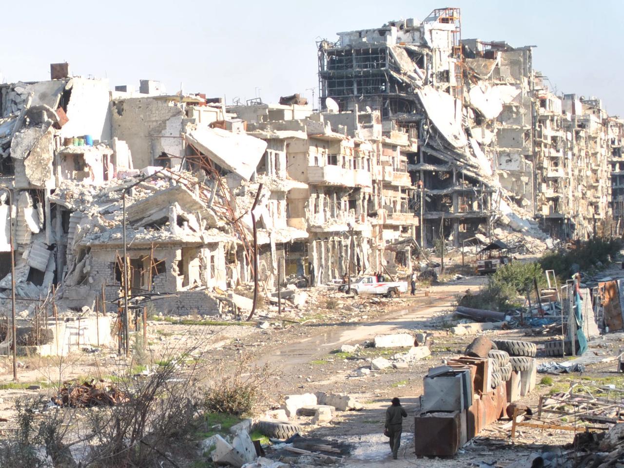 Zerstörte Häuser in der syrischen Stadt Homs