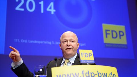 Michael Theurer, der Landesvorsitzende der baden-württembergischen FDP, spricht am beim Landesparteitag