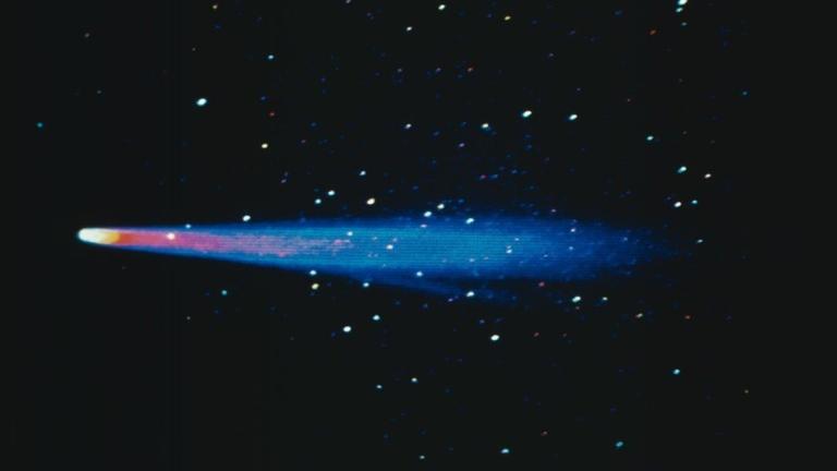Der Komet Halley im Jahre 1910 - zur Kontraststeigerung in Falschfarben dargestellt