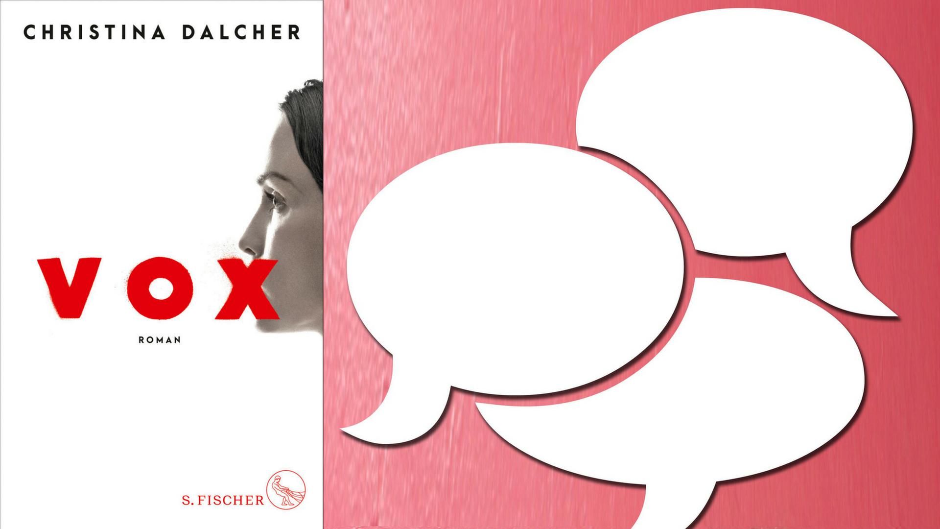 Buchcover: Christina Dalcher: "Vox" und leere Sprechblasen Buchcover: Christina Dalcher: "Vox" und leere Sprechblasen