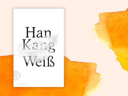 Das Buchcover "Weiß" von Han Kang vor einem grafischen Hintergrund