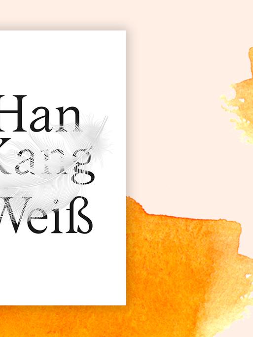 Das Buchcover "Weiß" von Han Kang vor einem grafischen Hintergrund