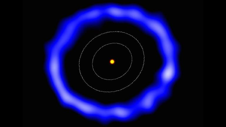 Beobachtung der Kometenwolke bei einem anderen Stern mit der Teleskopanlage ALMA
