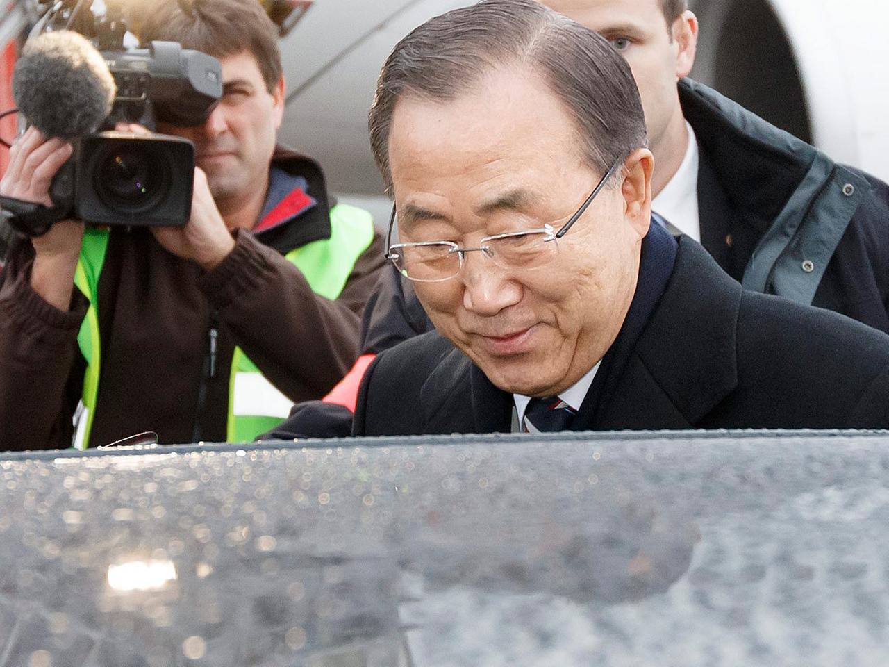 UN-Generalsekretär Ban Ki Moon bei seiner Ankunft in Genf