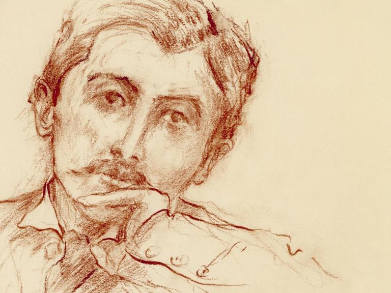 Zeichnung des französischen Schriftstellers Marcel Proust von Ewa Klos.