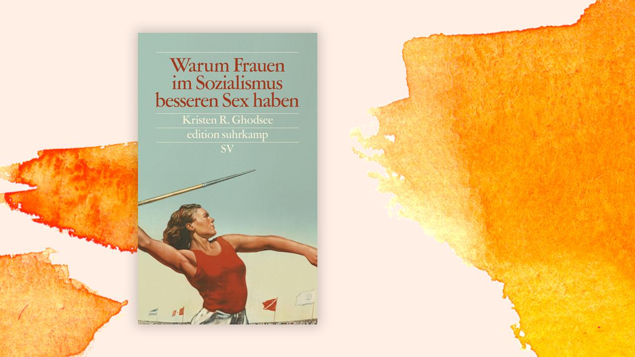 Auf dem Cover ist neben dem Namen der Autorin und dem Titel eines muskulöse Speerwerferin im roten Trikot zu sehen.
