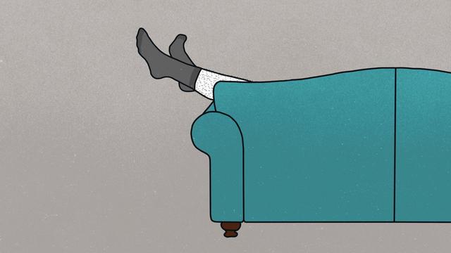 Hochgelegte Beine auf einem Sofa (Illustration)