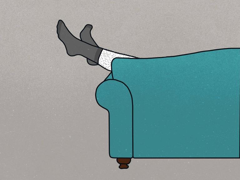 Hochgelegte Beine auf einem Sofa (Illustration)