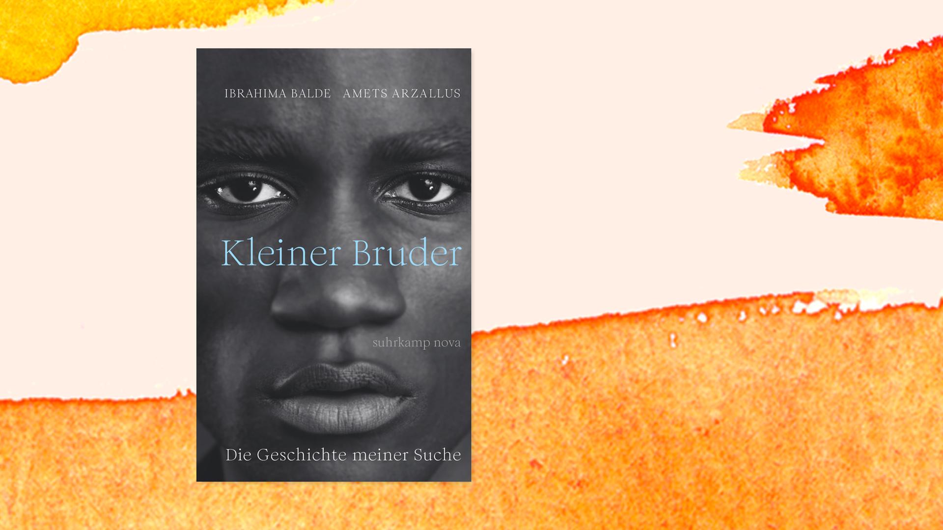 Das Cover des Buches "Kleiner Bruder", auf dem das Gesicht eines kleinen Jungen in Nahaufnahme zu sehen ist.