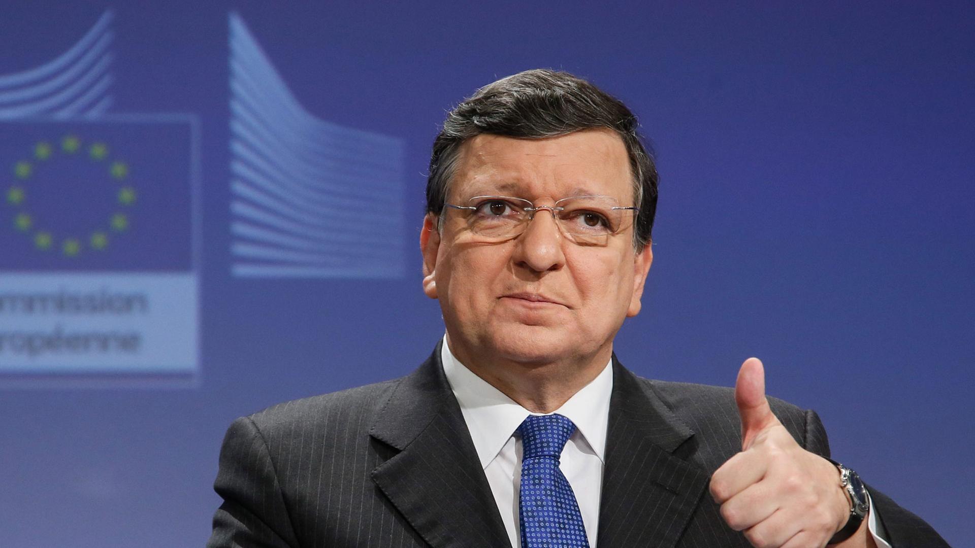 EU-Kommissionspräsident José Manuel Barroso während der Pressekonferenz der EU-Kommission in Brüssel.