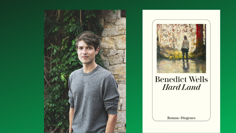 Ein Portrait des Schriftstellers Benedict Wells und das Cover seines Romans "Hard Land"